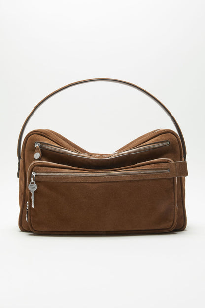 Acne Studios Camero Camera suede shoulder bag - Cognac brown