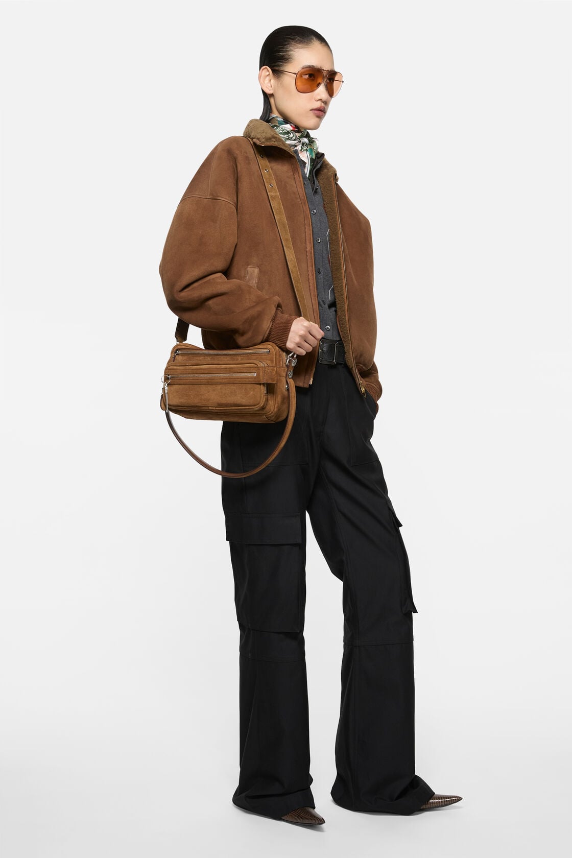 Acne Studios Camero Party Suede Bag - Cognac brown