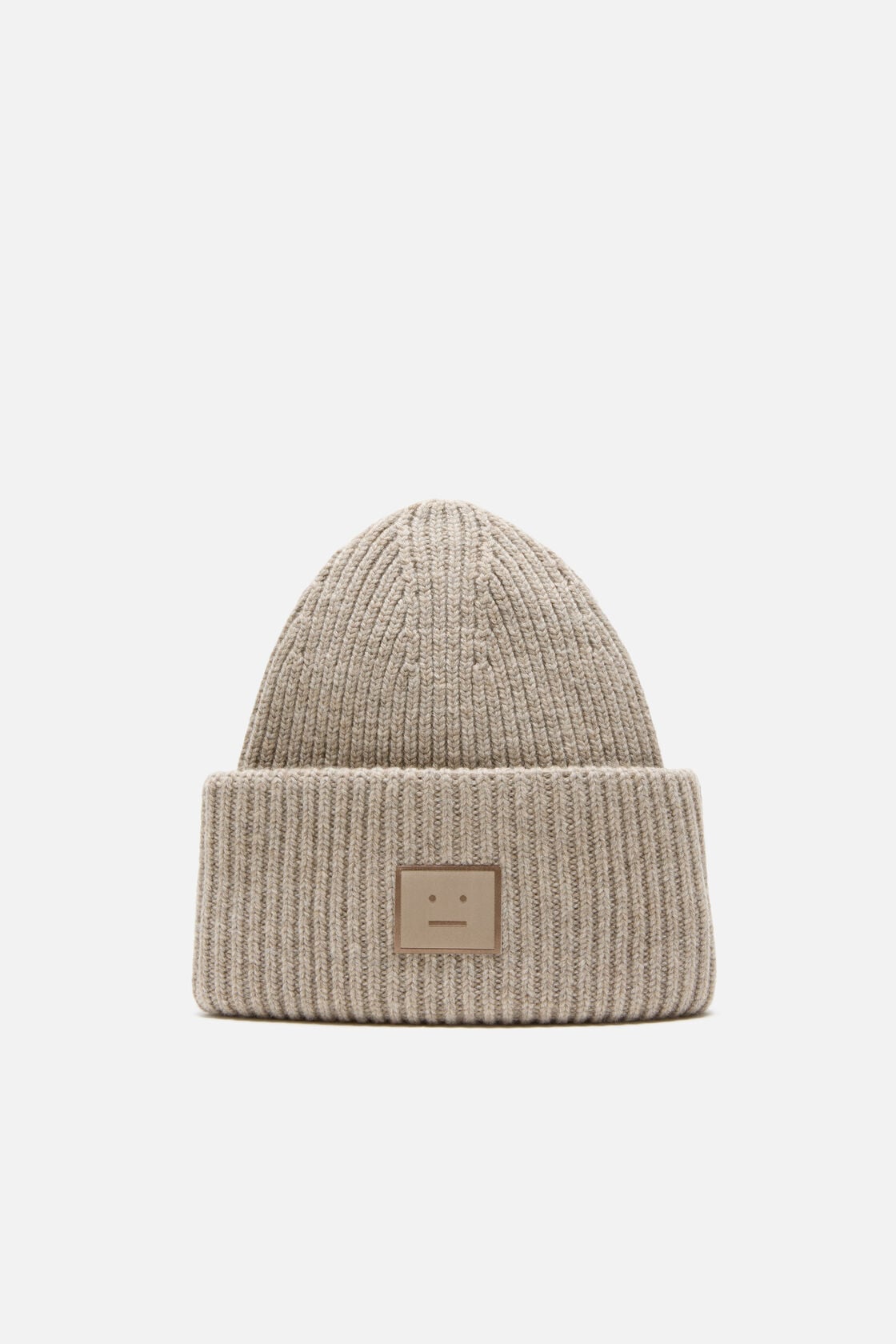 Acne Studios Large face logo beanie - Yak - Greige melange