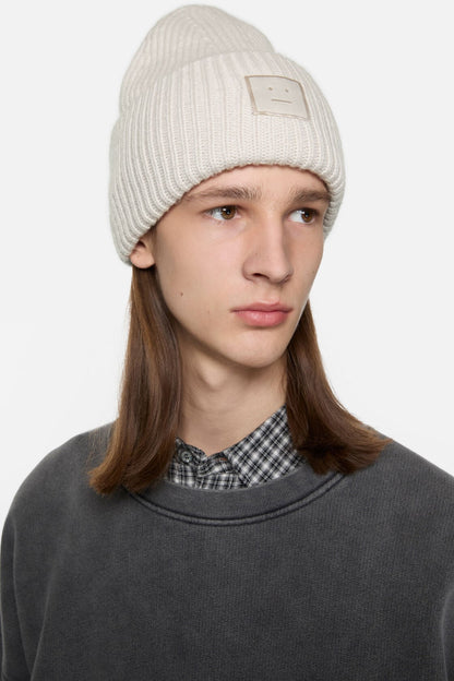 Acne Studios Large face logo beanie - Yak - Light grey