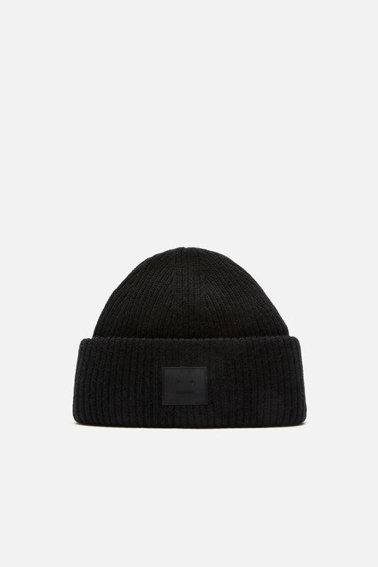 Acne Studios Face logo beanie - Yak - Black