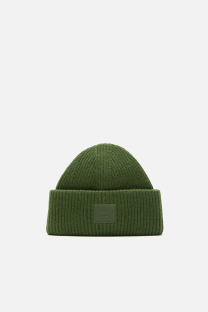 Acne Studios Face logo beanie - Yak - Bottle green