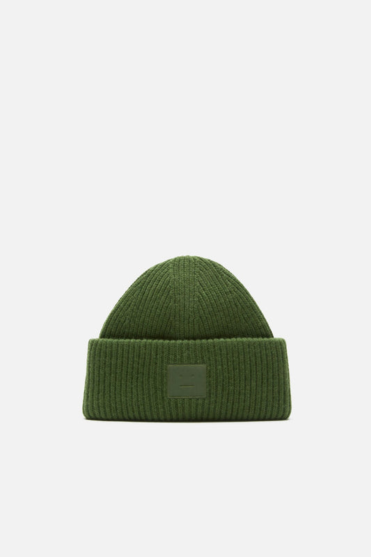 Acne Studios Face logo beanie - Yak - Bottle green