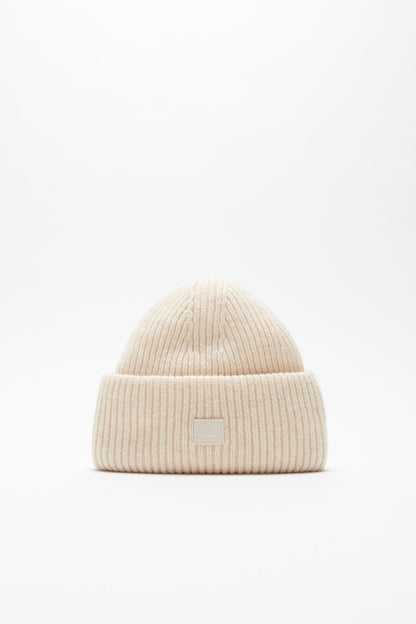 Acne Studios Small face logo beanie - Oatmeal melange