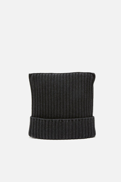 Acne Studios Ribbed square beanie - Dark grey melange