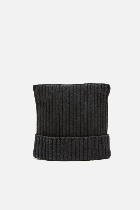 Acne Studios Ribbed square beanie - Dark grey melange