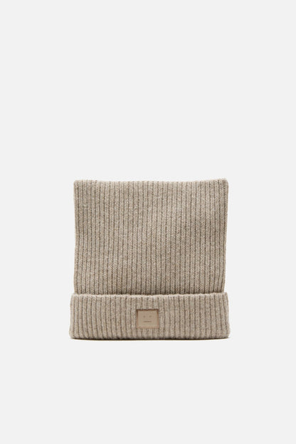 Acne Studios Face logo square beanie - Greige melange