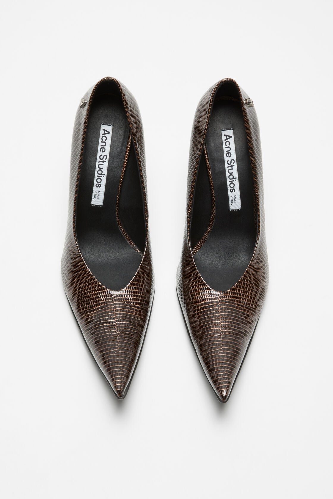 Acne Studios Pointed-Toe Lizard-Print Pump - Brown