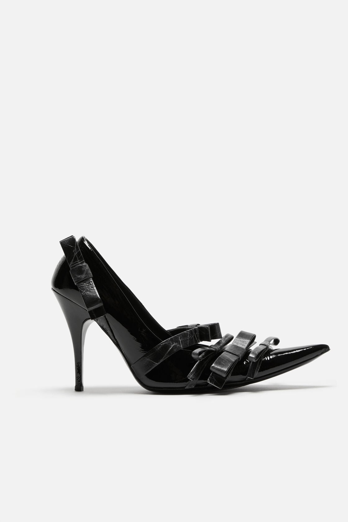 Acne Studios Pointy leather pumps with bows - Black