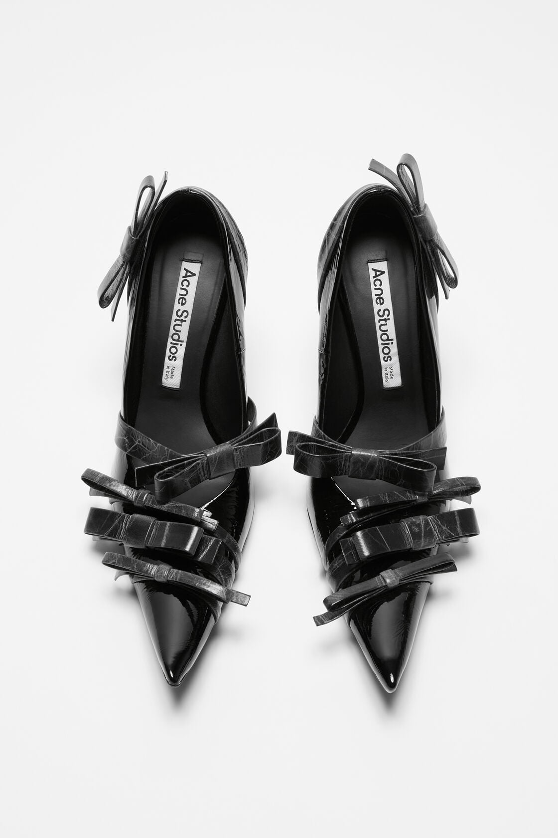 Acne Studios Pointy leather pumps with bows - Black