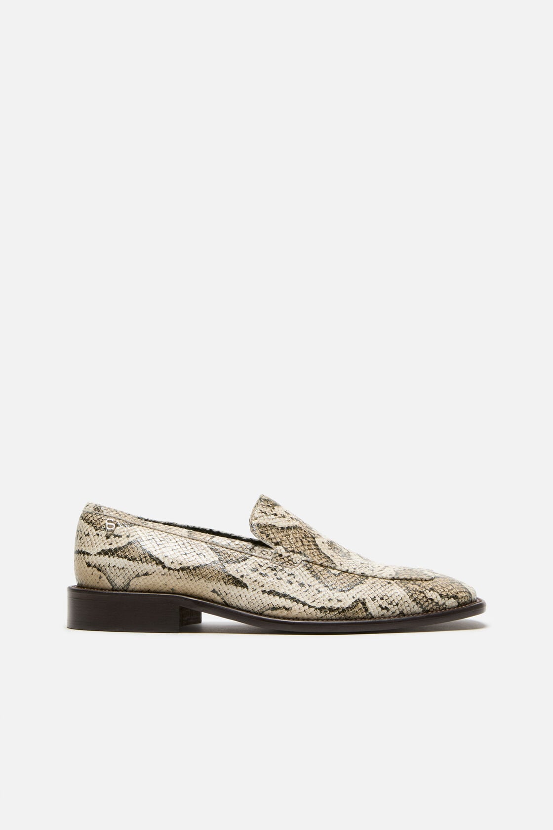 Acne Studios Snake‑print leather loafers - Beige