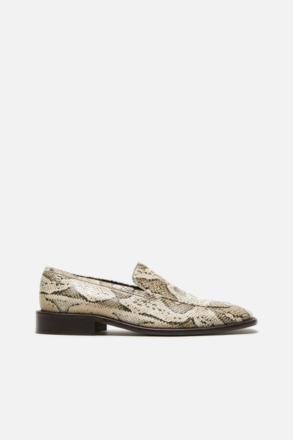 Acne Studios Snake‑print leather loafers - Beige