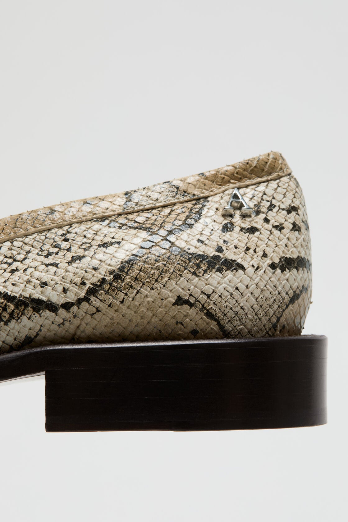 Acne Studios Snake‑print leather loafers - Beige