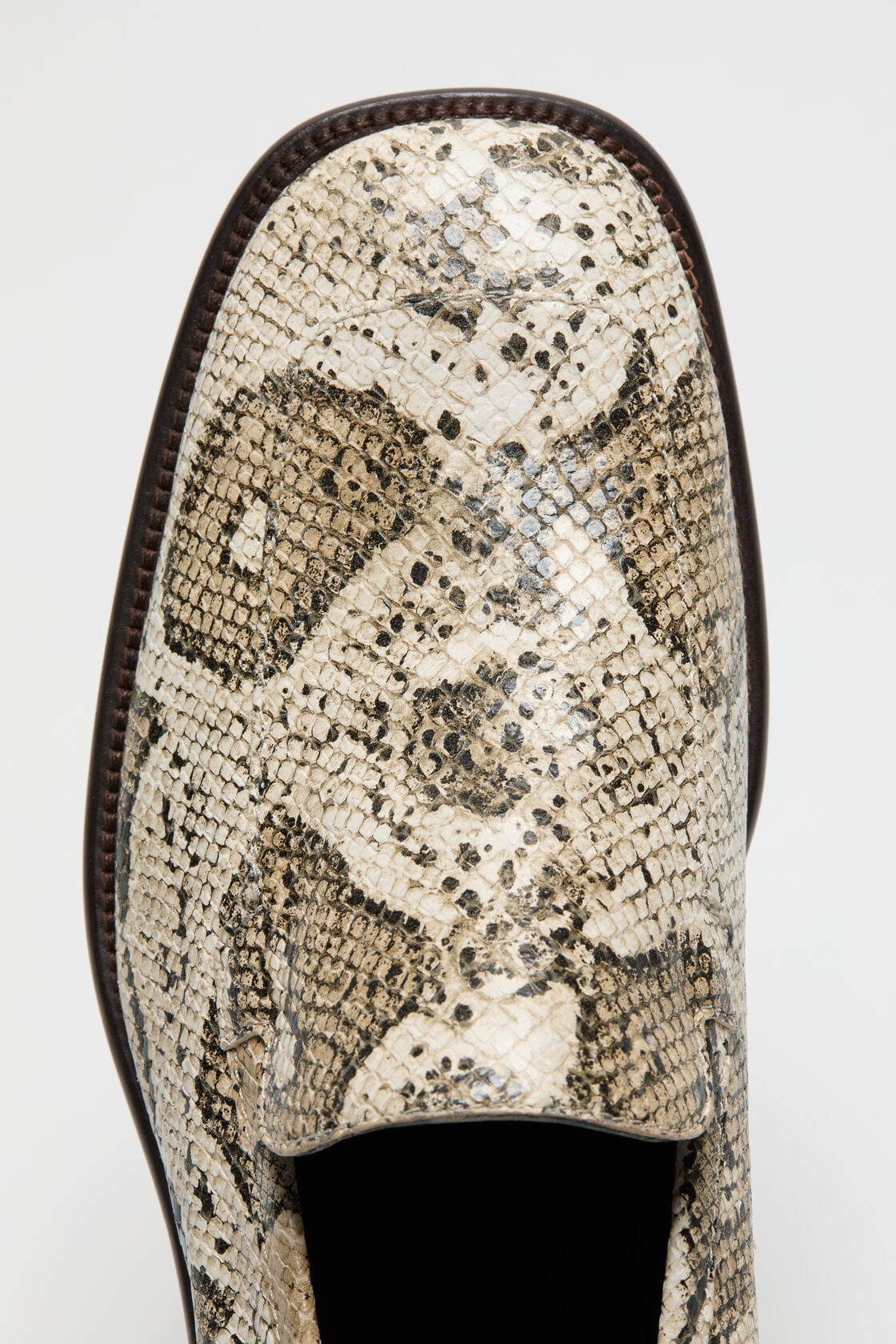Acne Studios Snake‑print leather loafers - Beige