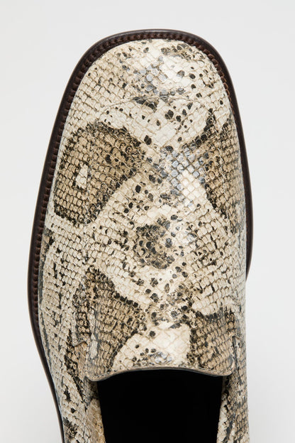 Acne Studios Snake‑print leather loafers - Beige