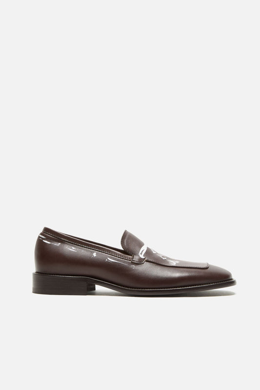 Acne Studios Printed leather loafers - Dark brown