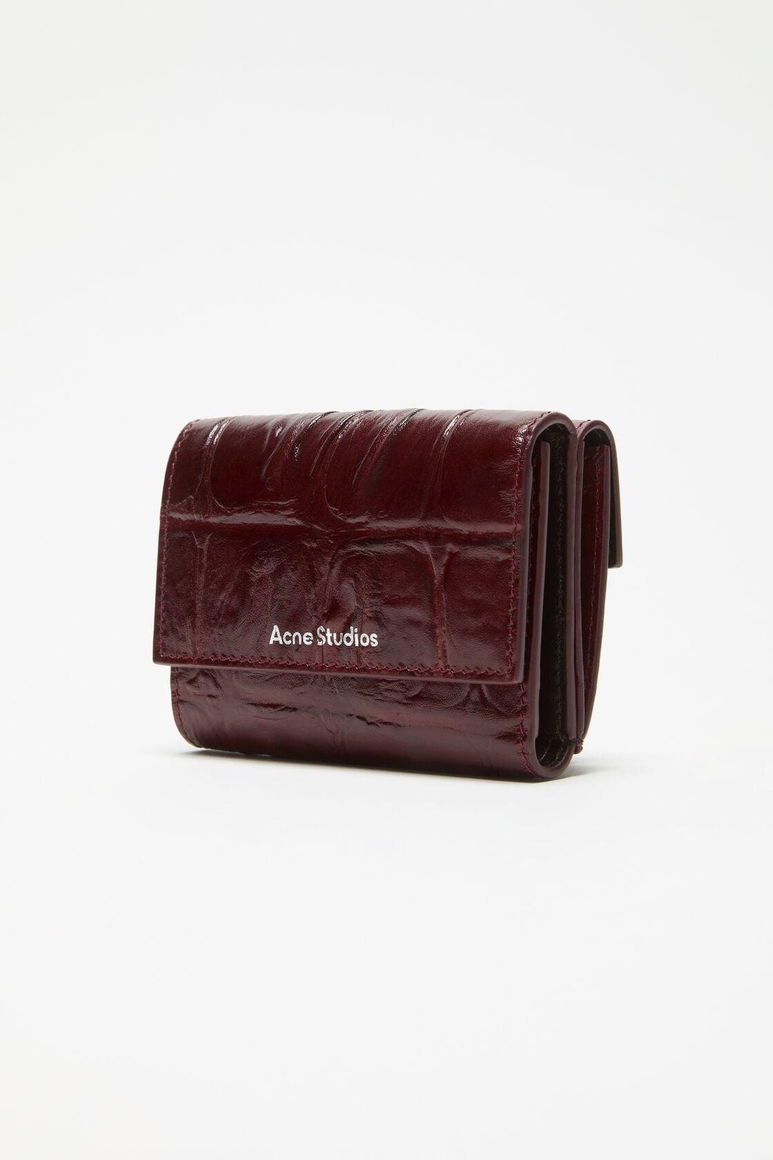 Acne Studios Trifold leather wallet - Burgundy