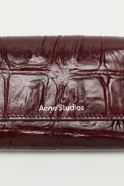 Acne Studios Trifold leather wallet - Burgundy
