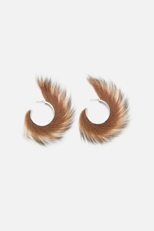 Acne Studios Shearling hoop earrings - Silver/Brown