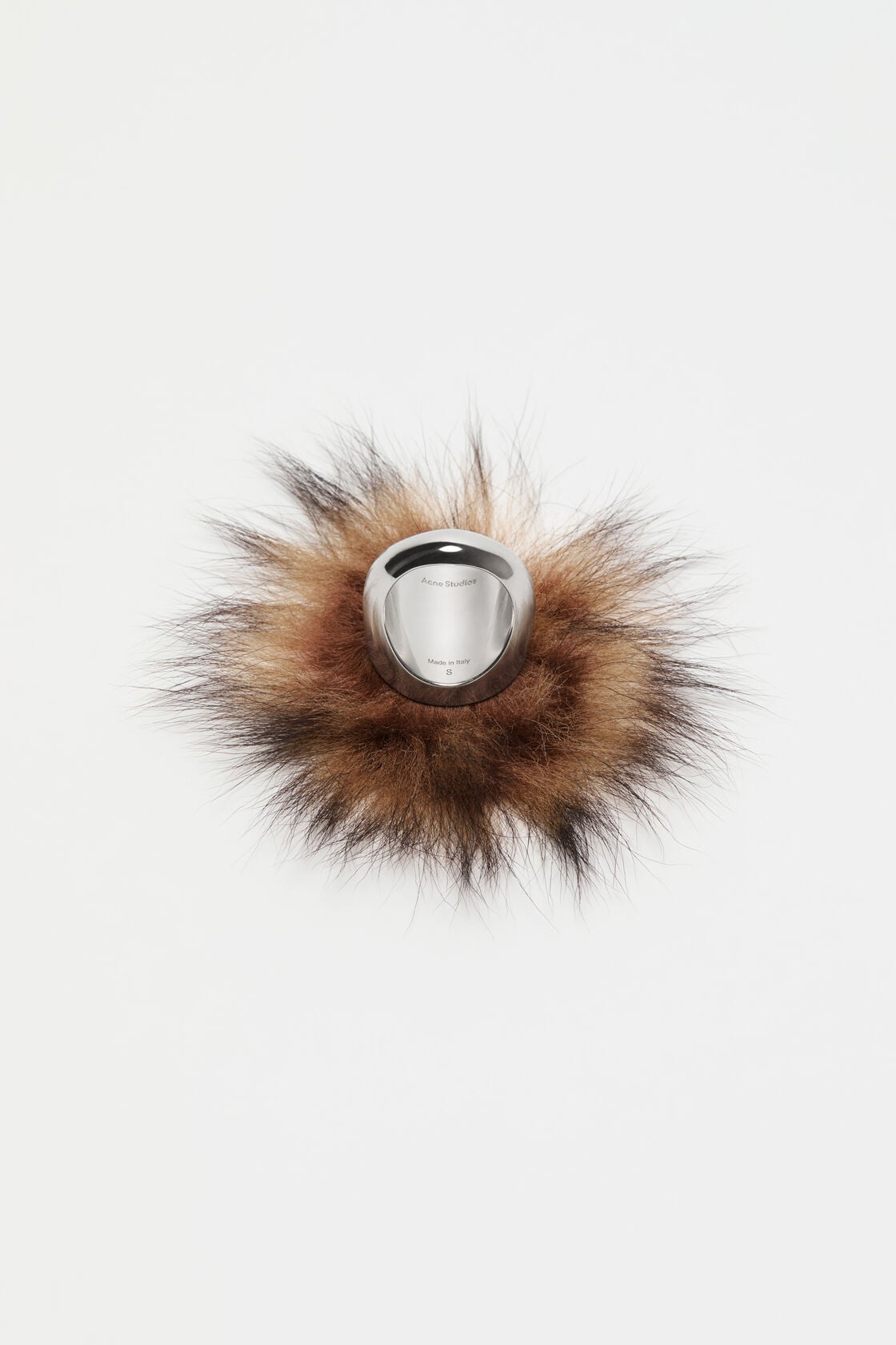 Acne Studios Fur-covered ring - Silver/Brown