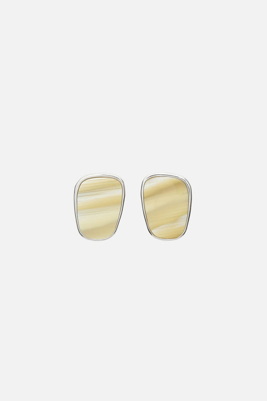Acne Studios Resin plate earrings - Silver/Cream