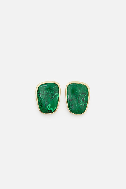 Acne Studios Stone plate earrings - Semi matt gold/green