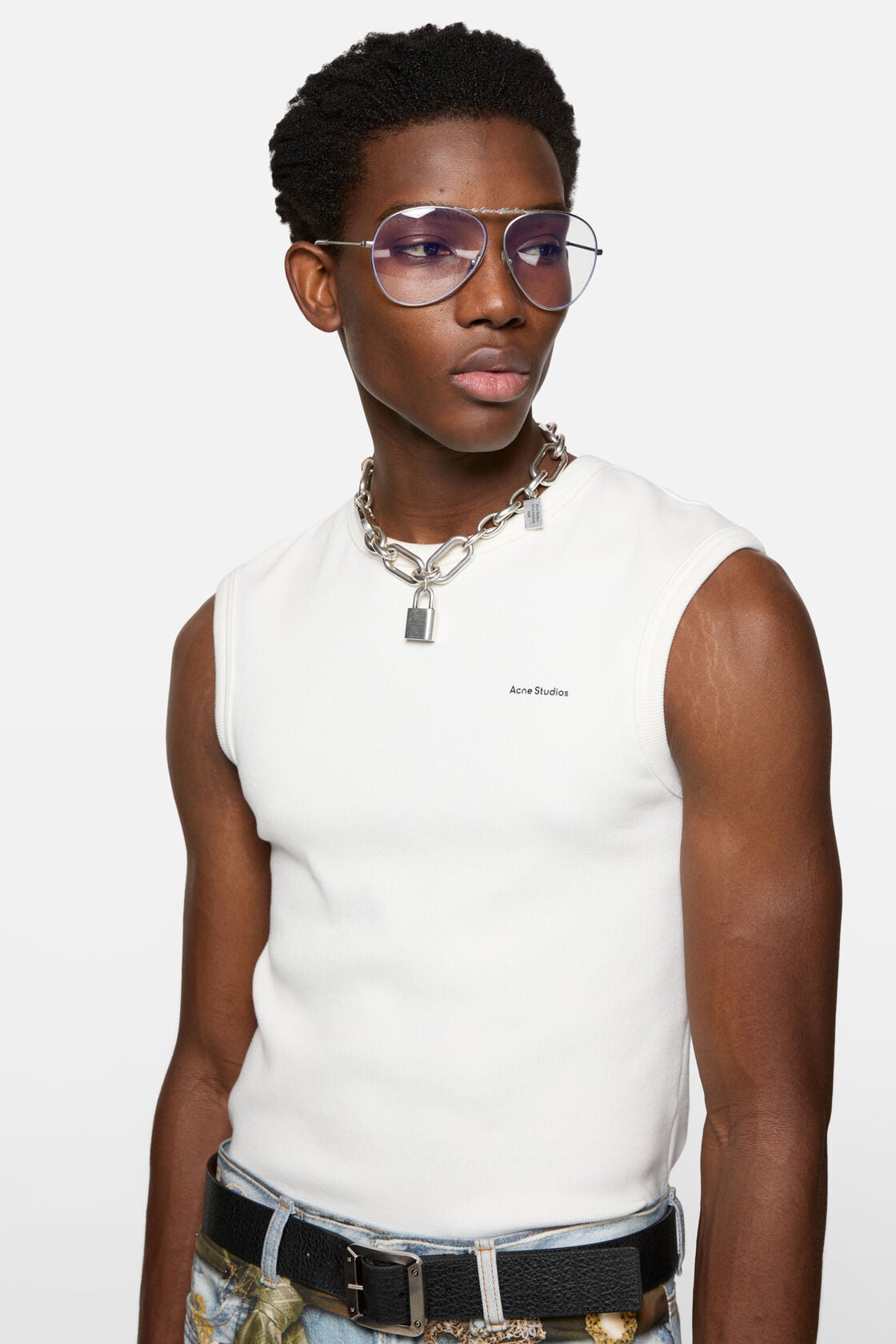 Acne Studios Logo padlock necklace - Vintage silver