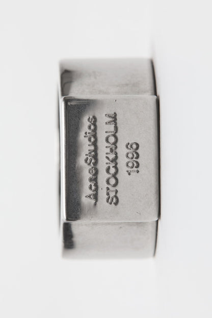 Acne Studios Logo engraved signet ring - Semi matt silver