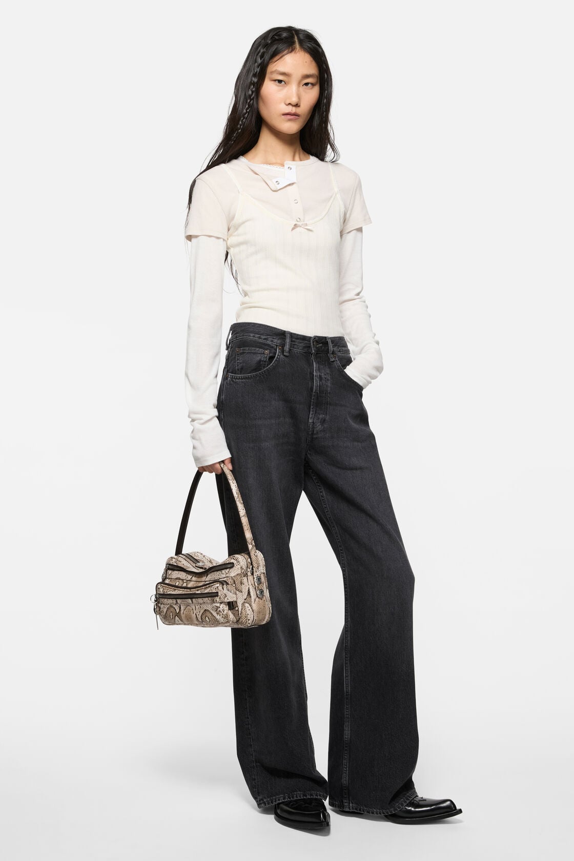 Acne Studios Camero Party snake-print bag - Beige Multi