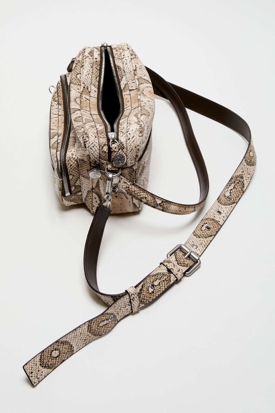 Acne Studios Camero Party snake-print bag - Beige Multi