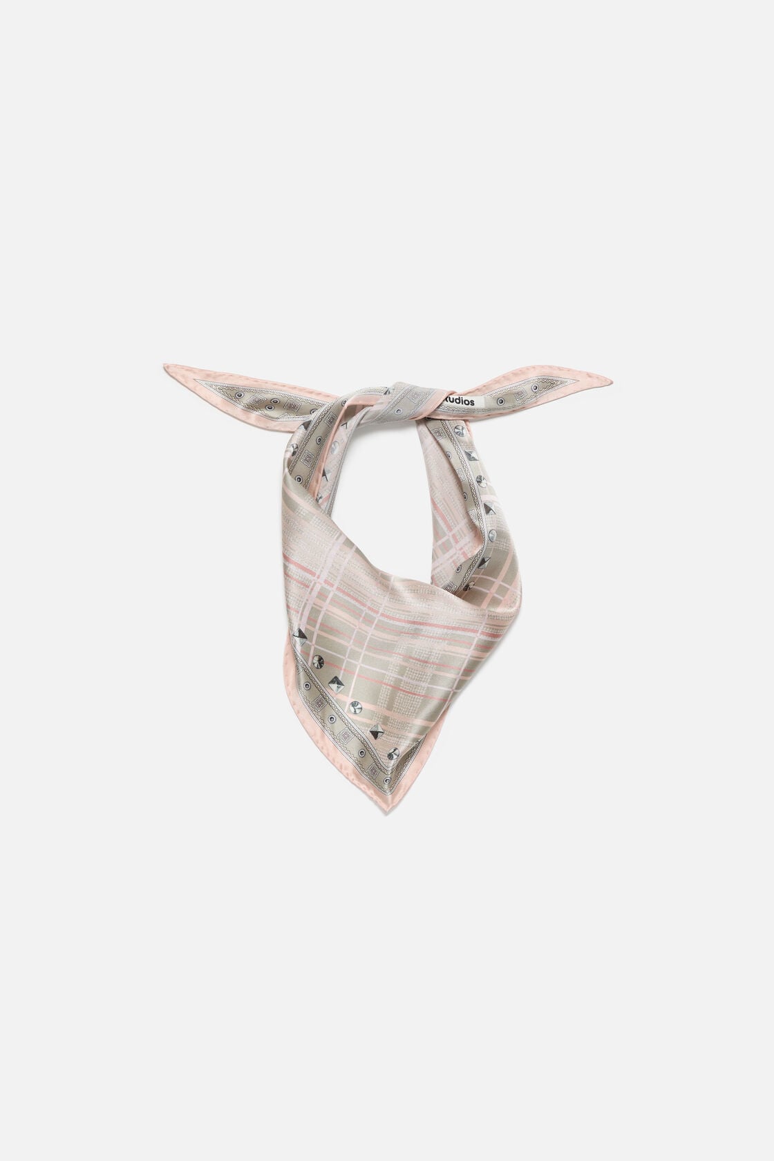 Acne Studios Checkered silk bandana - Pink/taupe