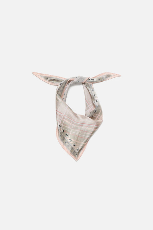 Acne Studios Checkered silk bandana - Pink/taupe