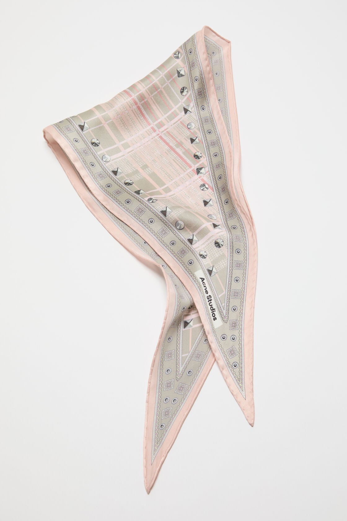 Acne Studios Checkered silk bandana - Pink/taupe