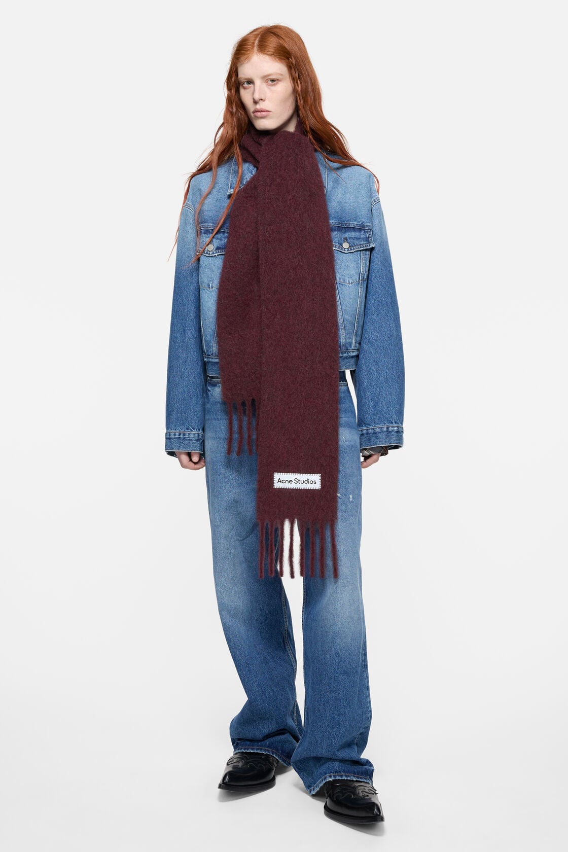 Acne Studios Skinny mohair scarf - Burgundy