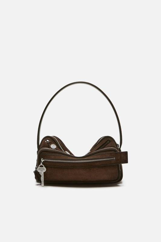 Acne Studios Camero Party Suede Shoulder Bag - Dark brown