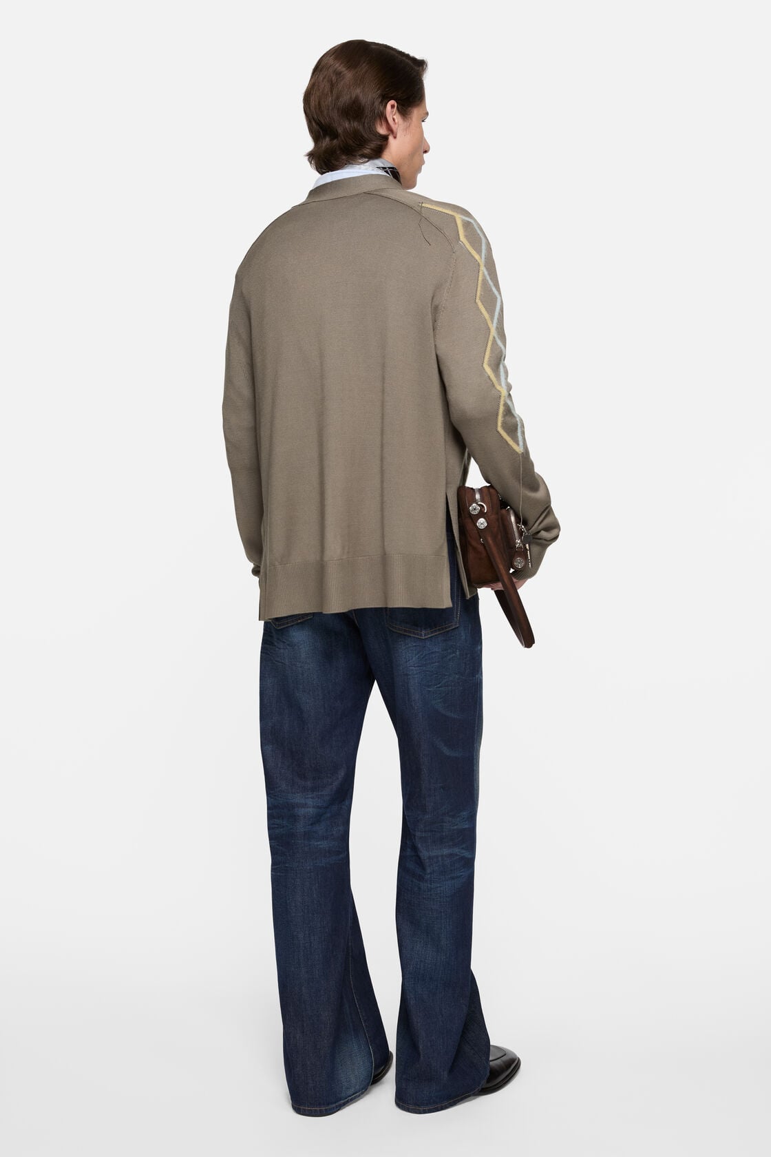 Acne Studios Argyle knit cardigan - Taupe Brown
