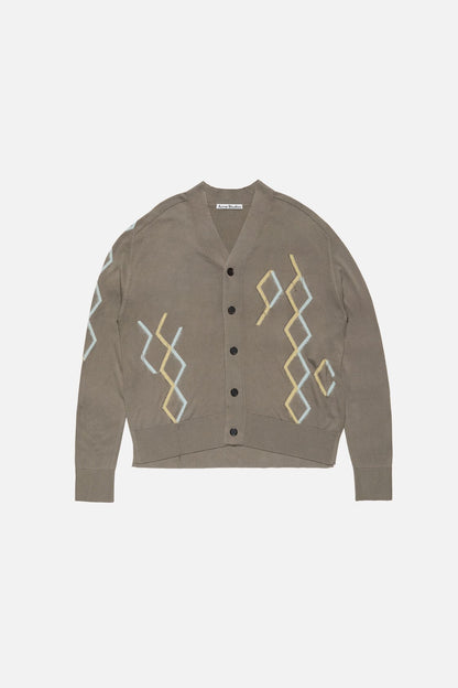 Acne Studios Argyle knit cardigan - Taupe Brown