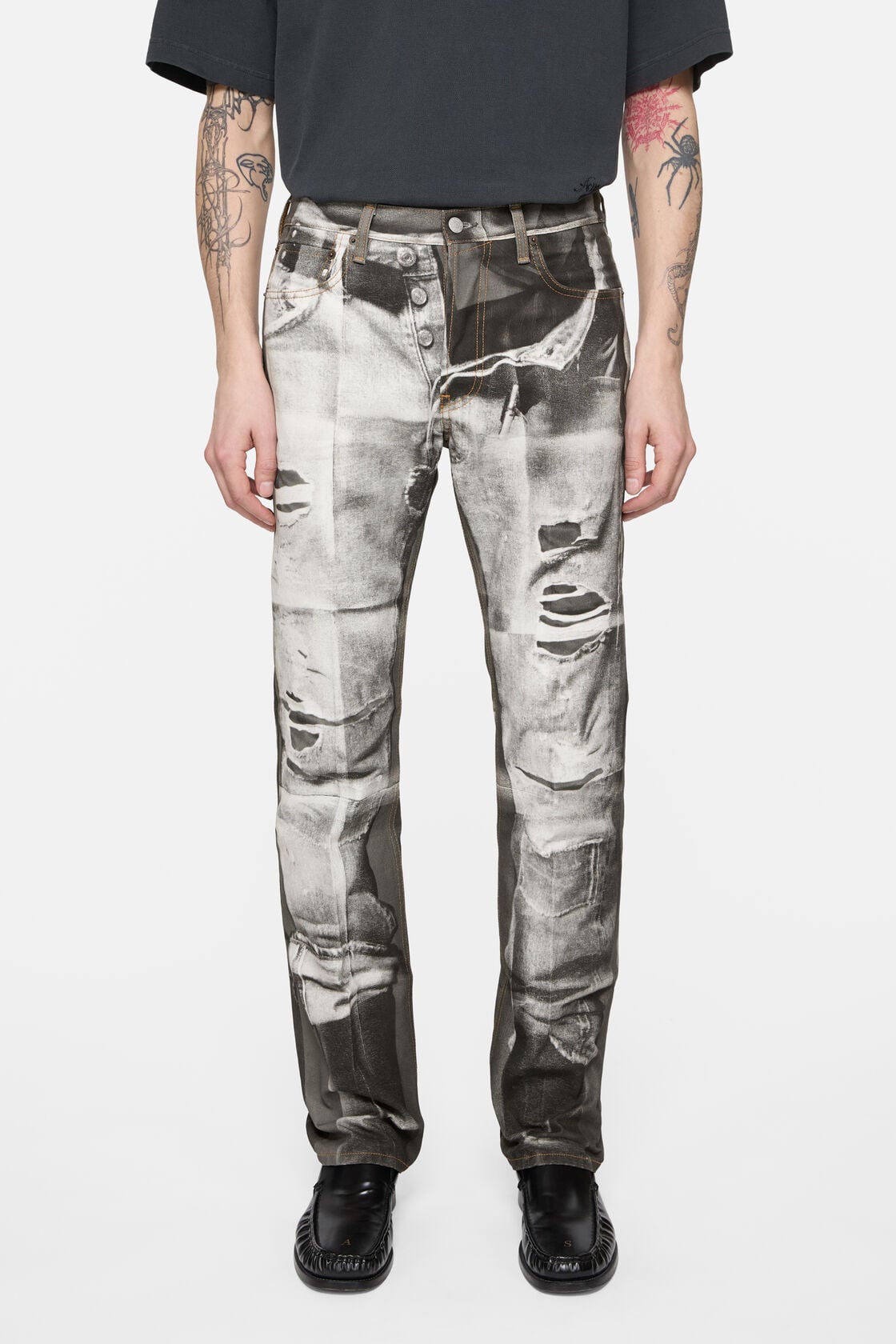 Acne Studios Trompe-l'œil photocopy jeans - 1996M - Black/white