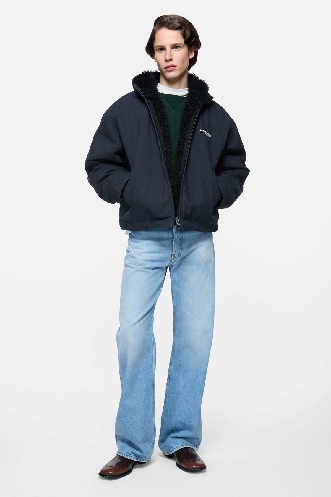 Acne Studios Waxed jacket with hood - Evening blue