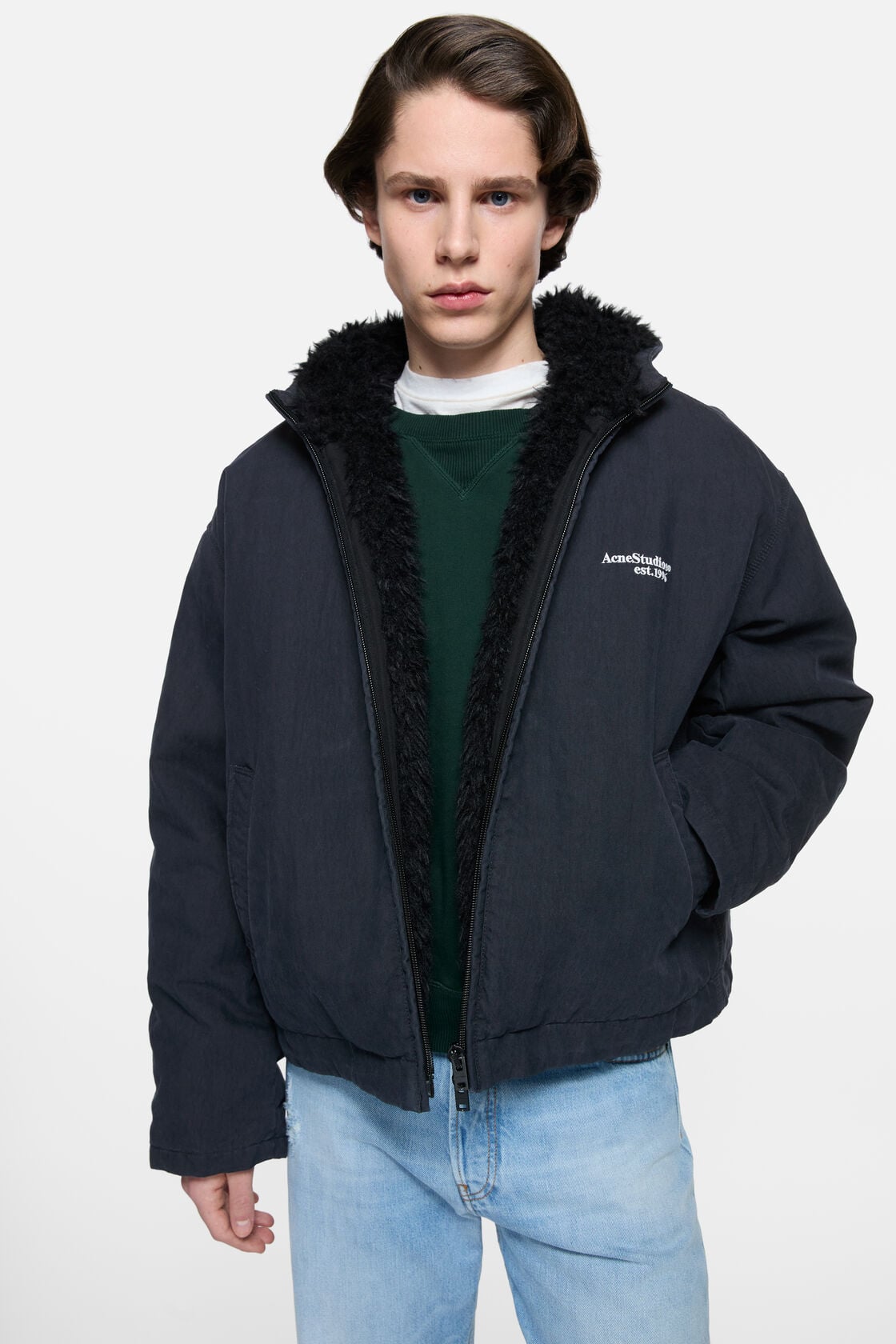 Acne Studios Waxed jacket with hood - Evening blue