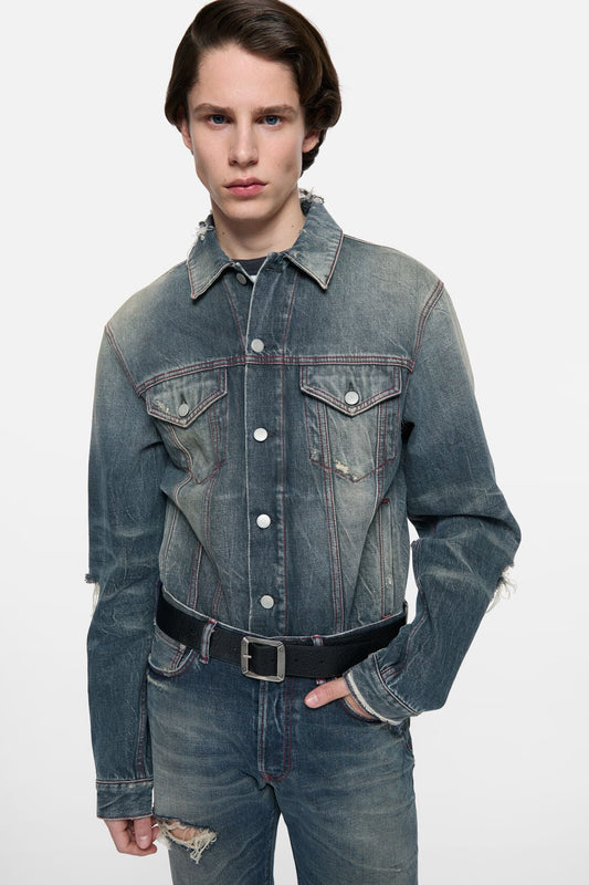 Acne Studios Re-edition worn denim jacket - Mid Blue