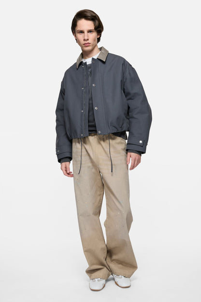 Acne Studios Bomber with leather collar - Carbon grey
