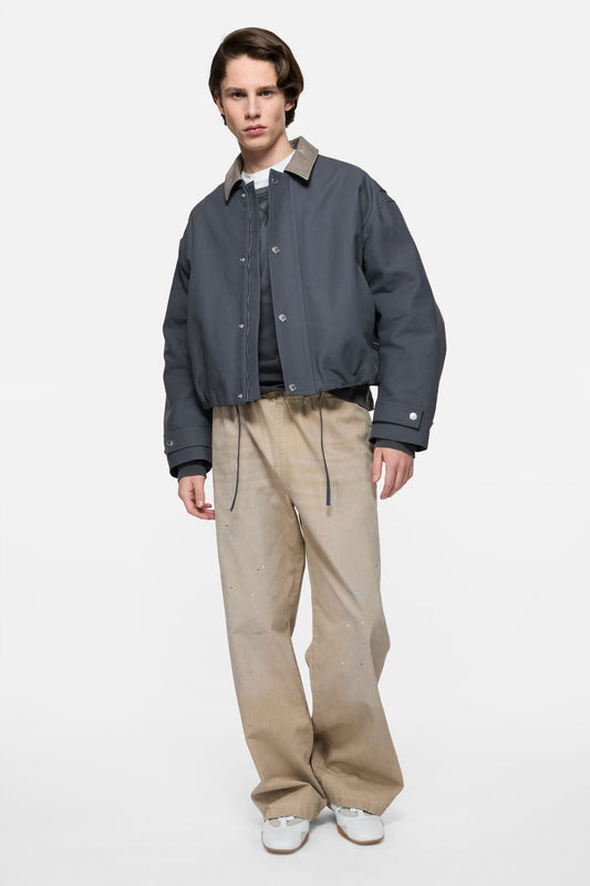 Acne Studios Bomber with leather collar - Carbon grey