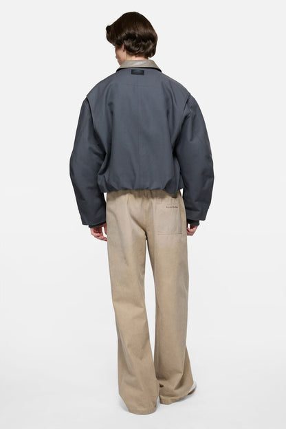 Acne Studios Bomber with leather collar - Carbon grey