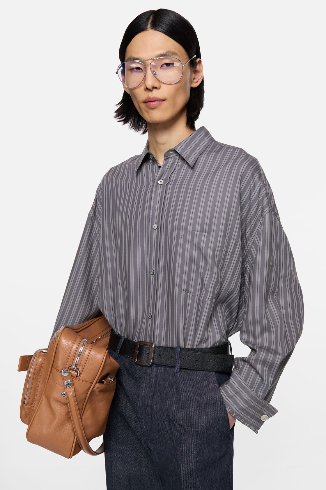 Acne Studios Striped button-up shirt - Purple/mauve