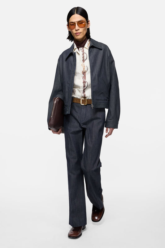Acne Studios Branded selvedge denim jacket - Indigo blue