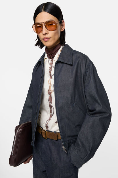 Acne Studios Branded selvedge denim jacket - Indigo blue