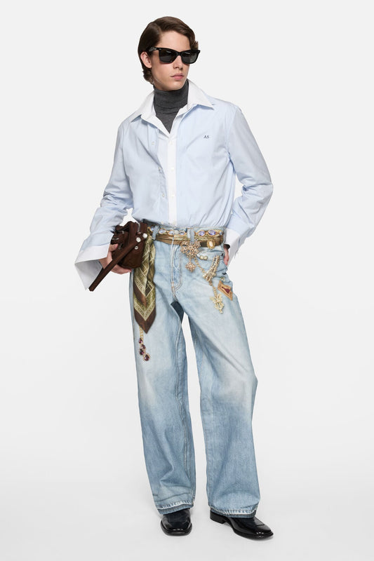 Acne Studios Trompe-l'œil jewellery jeans - 1981 - Light blue