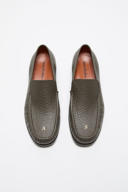 Acne Studios Grainy leather loafers - Khaki green