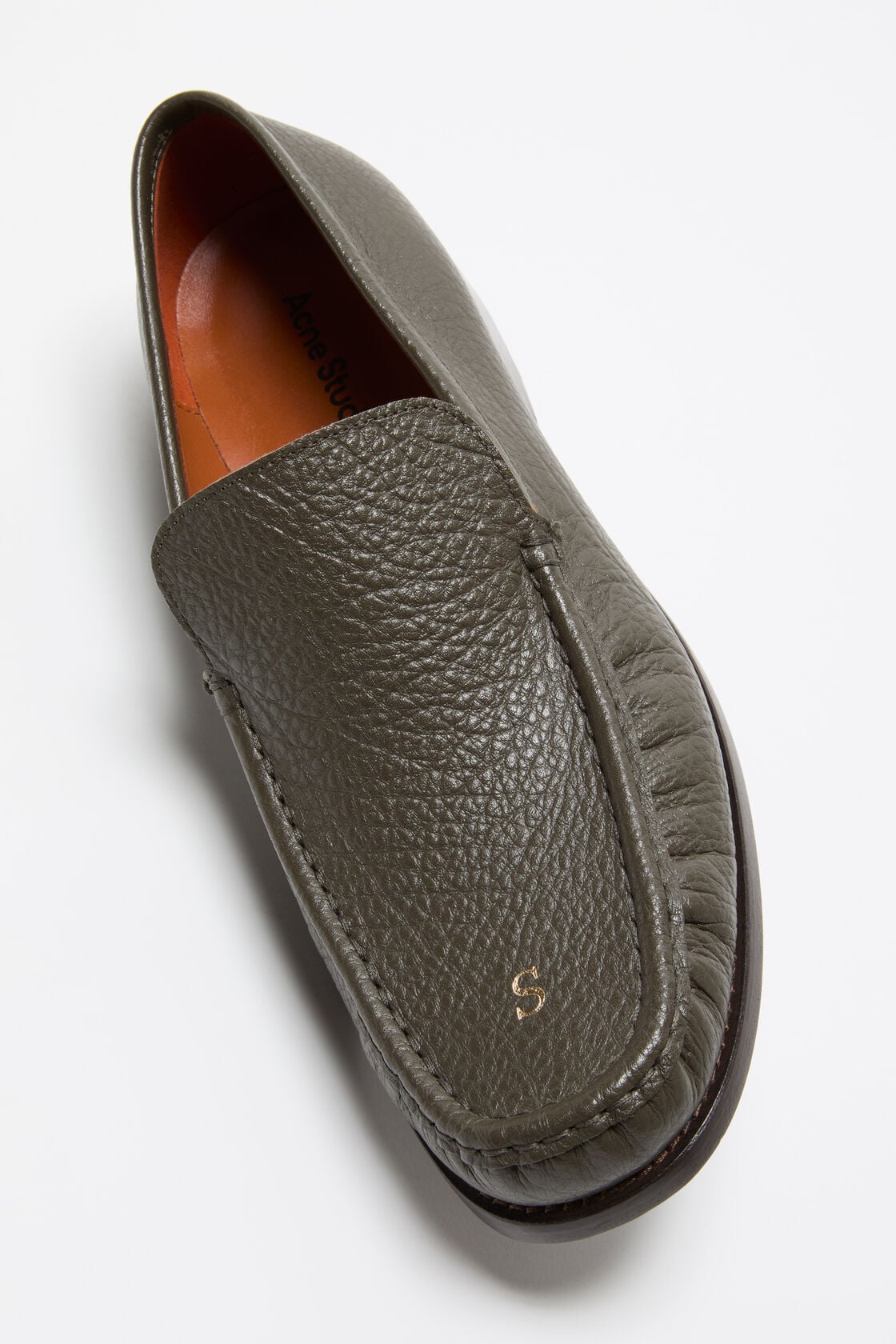 Acne Studios Grainy leather loafers - Khaki green